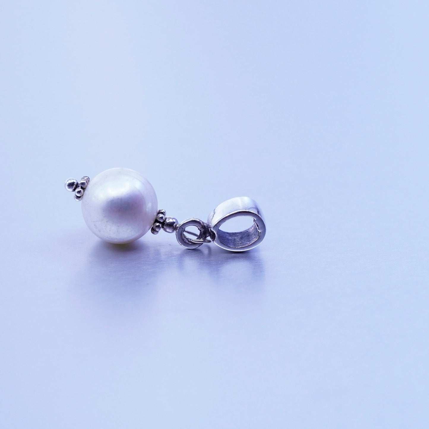 antique sterling 925 silver handmade charm pendant with pearl
