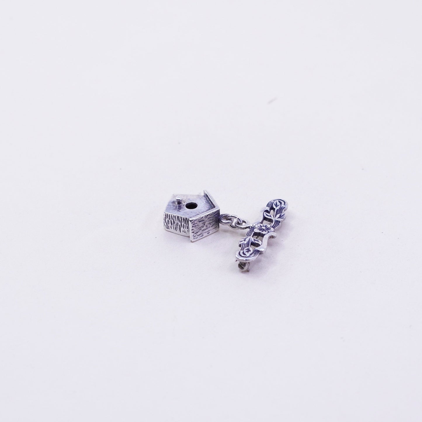 Vintage brown county sterling silver handmade brooch, 925 bird house pin