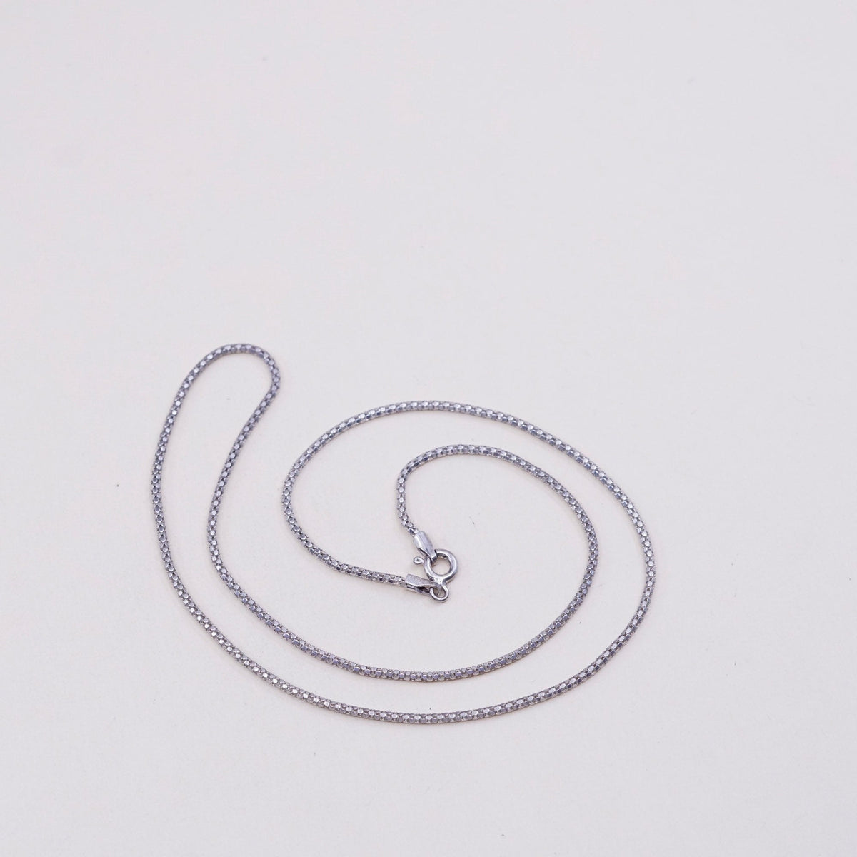 16”, 1mm, sterling silver handmade necklace, 925 silver popcorn chain