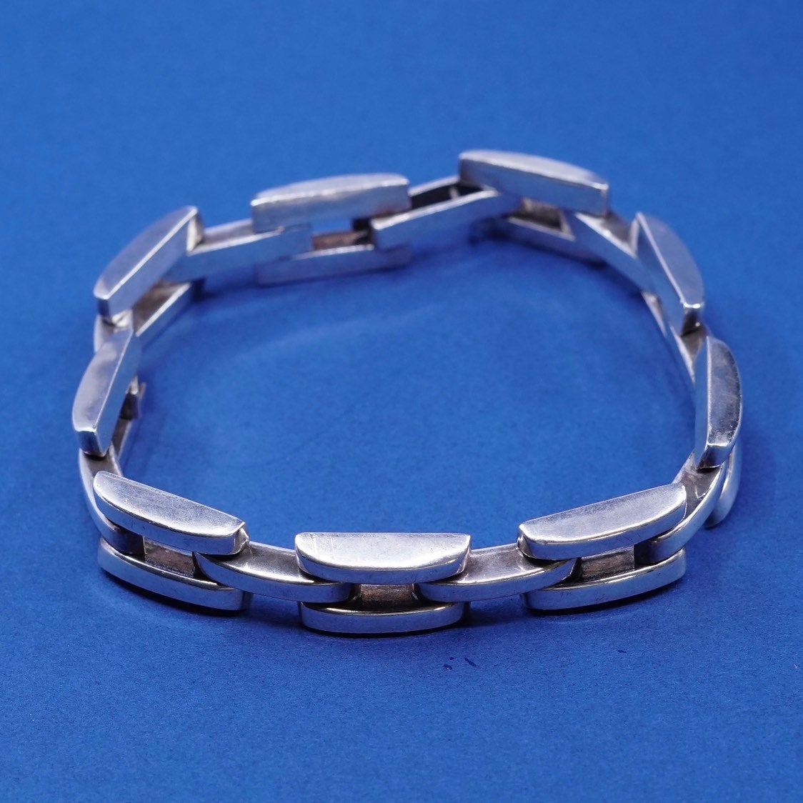 7.5”, 11mm, vtg Sterling silver handmade bracelet, 925 bold chain