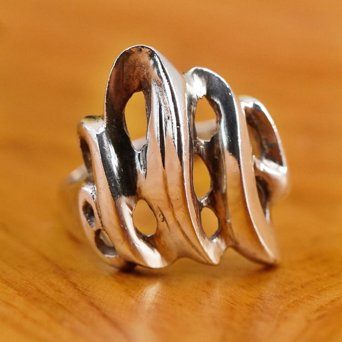 Size 6.25, RM sterling silver handmade ring, 925 ribbed band, minimalist,