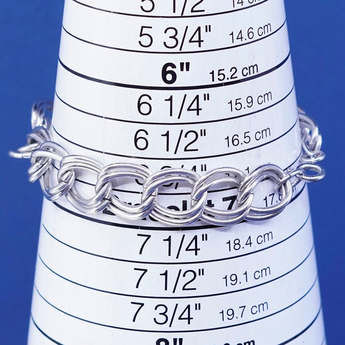 7" 13mm automark Sterling silver handmade charm bracelet, 925 double curb chain