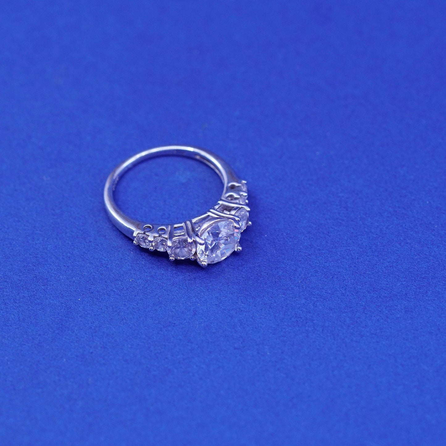 Size 5.25 vintage Sterling 925 silver engagement ring with cz