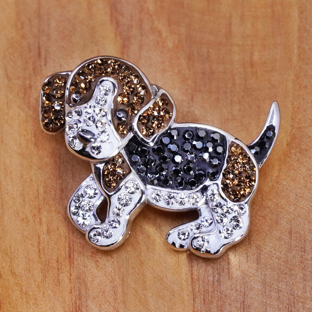 vtg RL Sterling 925 silver handmade pendant, cluster crystal Beagle puppy dog