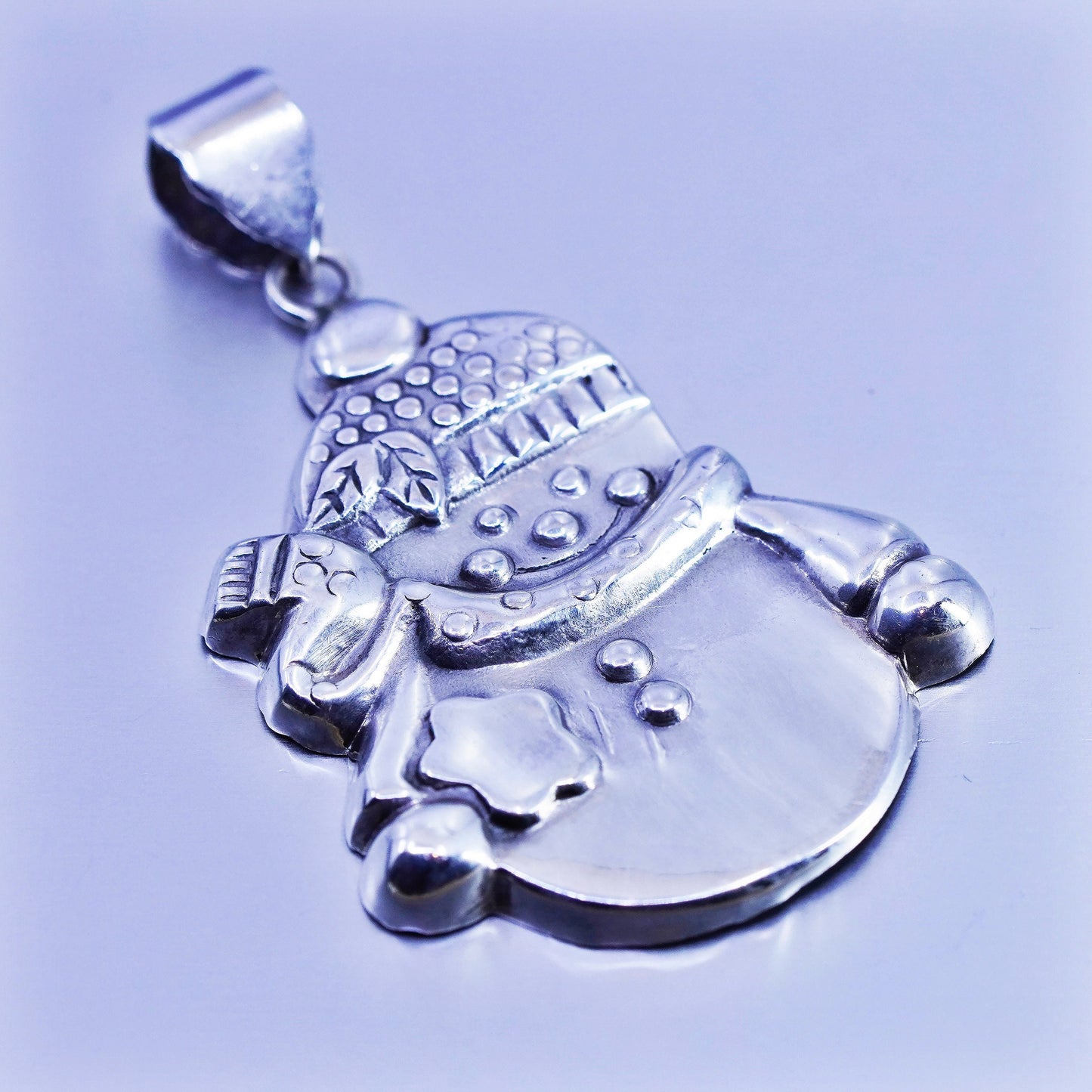 Antique Sterling silver handmade charm, 925 snowman pendant