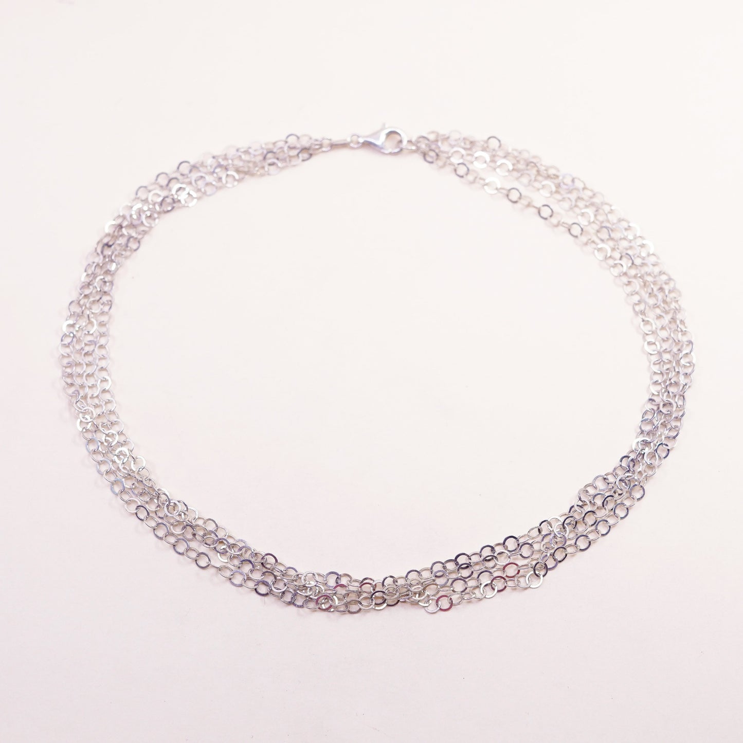 18”, vintage Milor Sterling 925 silver multi strands flatten circle necklace