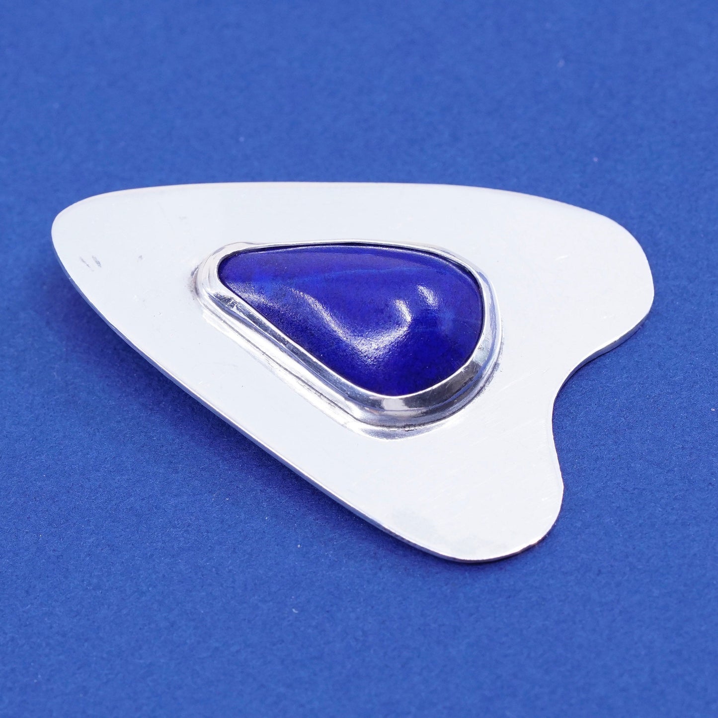 Vintage Sterling silver handmade pendant, 925 with teardrop lapis lazuli