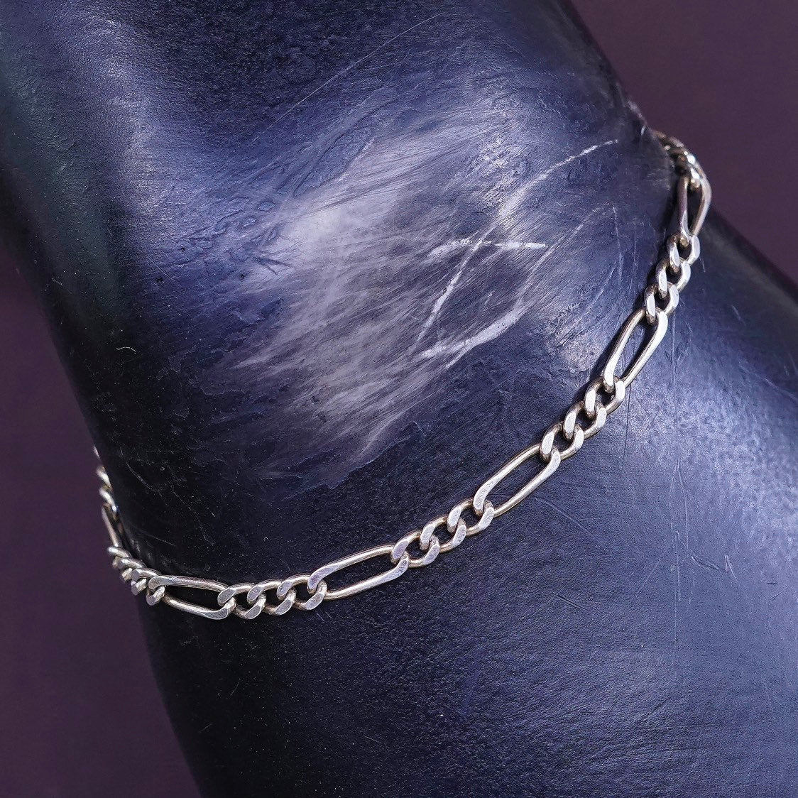 7.75", 3mm, italy HCT Sterling silver handmade bracelet, 925 figaro chain