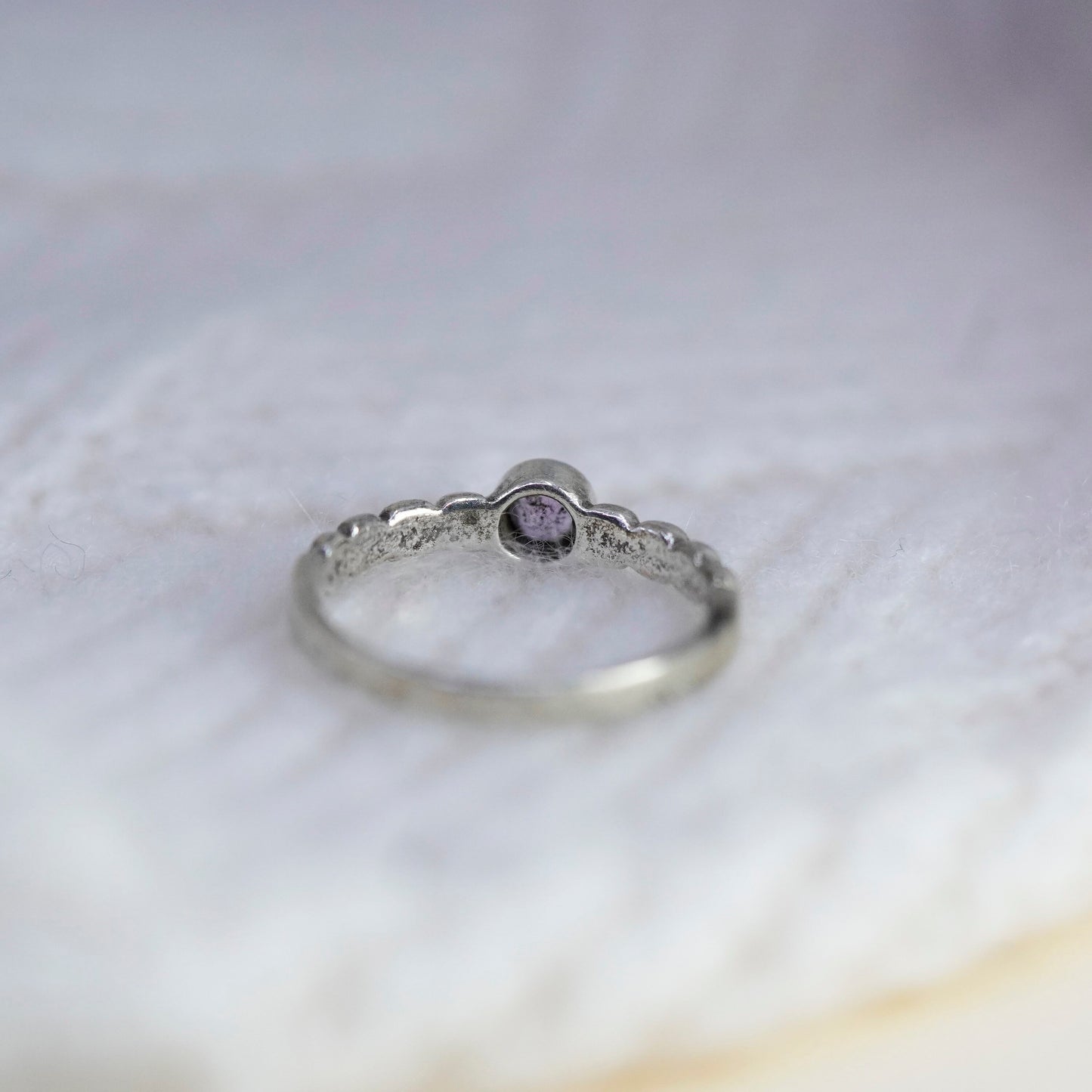 Size 8.5, vintage Sterling silver handmade ring, 925 band with amethyst
