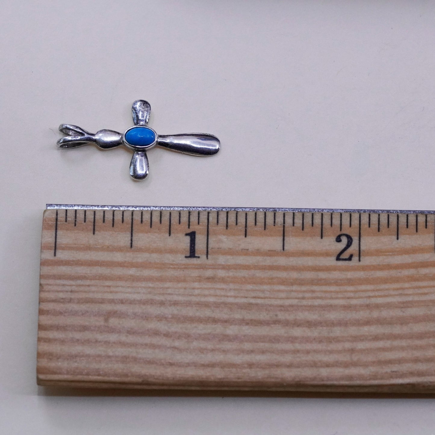 Vintage Avon Sterling silver handmade pendant, 925 cross with turquoise inlay