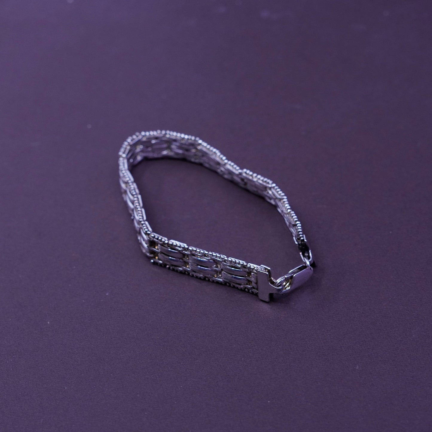 7”, 10mm, vintage milor Sterling silver bracelet, Italy 925 Riccio chain