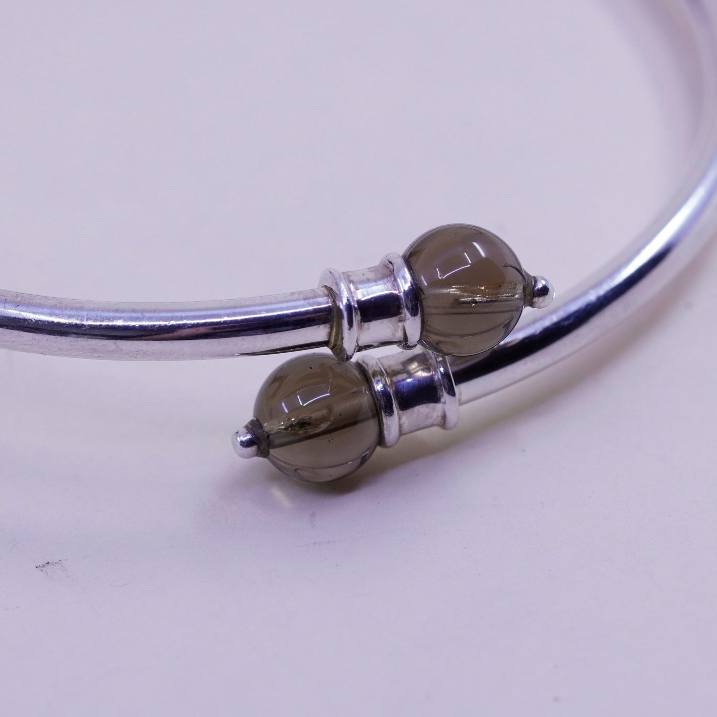 7.5”, sterling silver contemporary handmade bracelet, 925 wrap cuff topaz beads