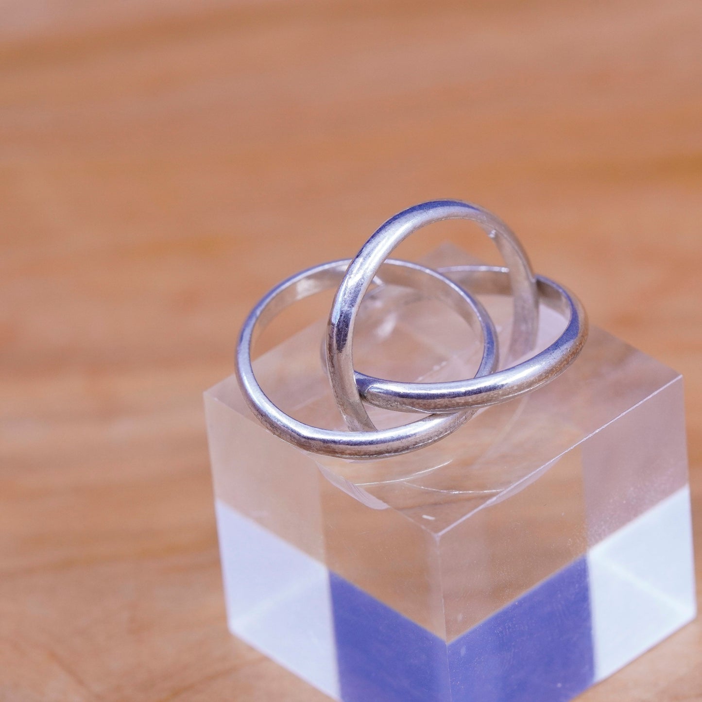 size 8, vintage Sterling silver handmade ring, 925 entwined band