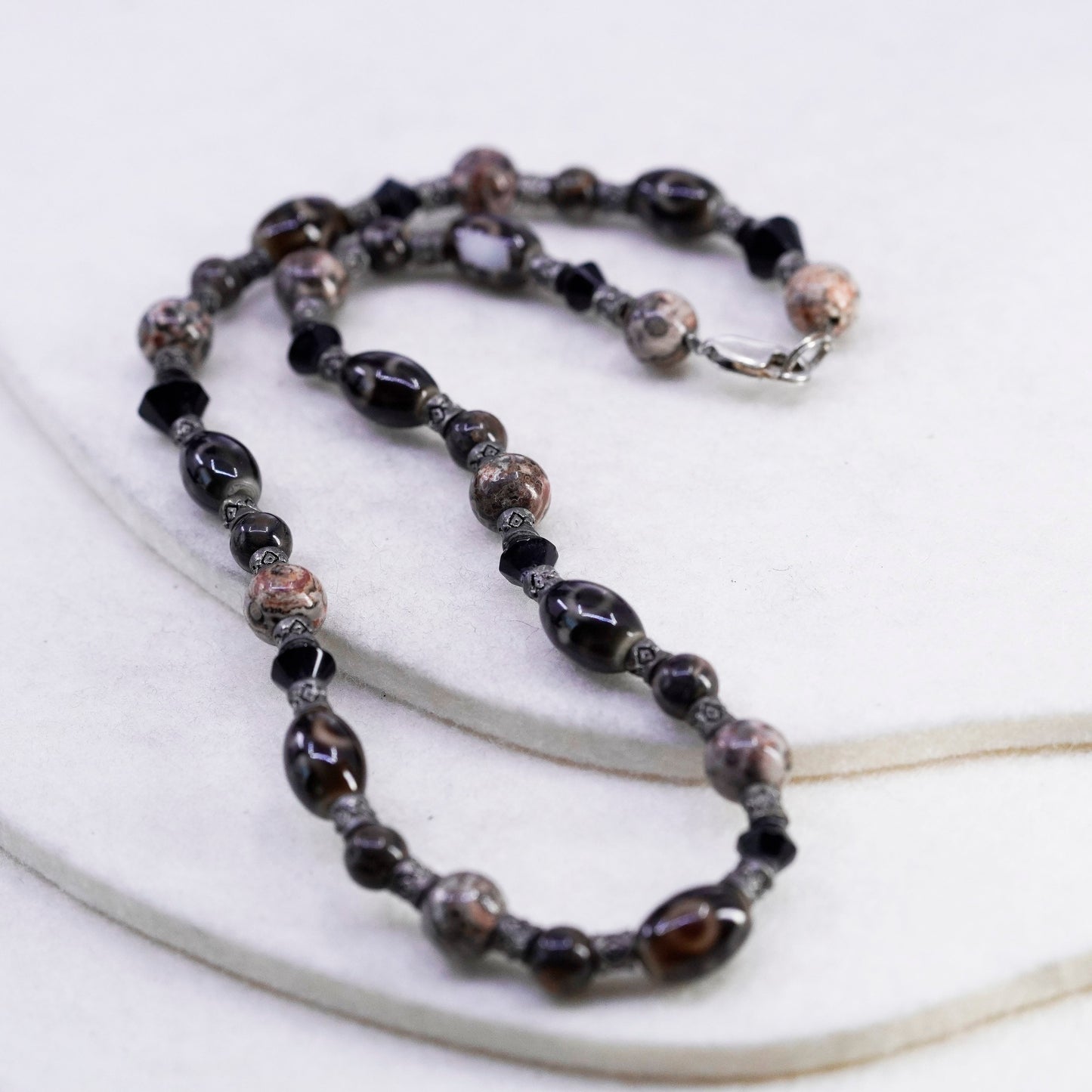 16”, Vintage Sterling 925 silver handmade necklace with jasper