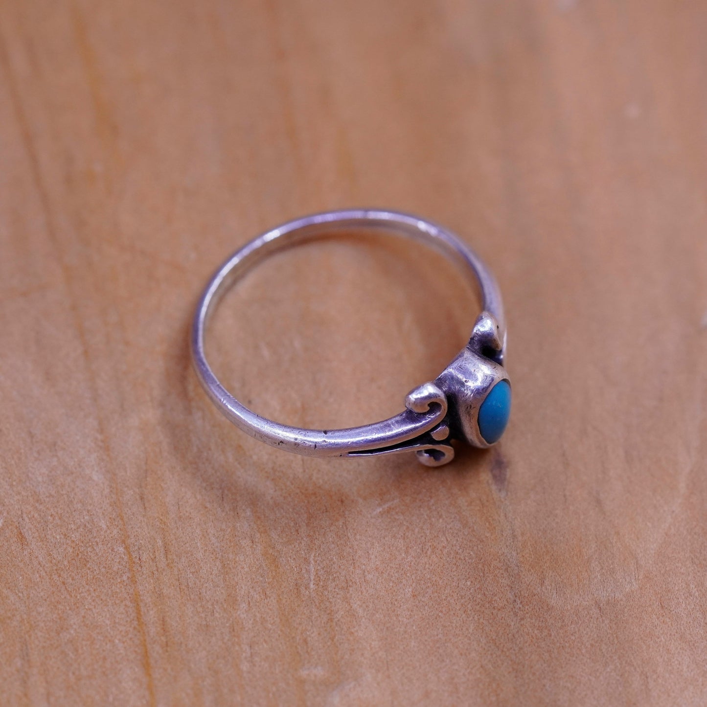 Size 6.5, vtg Sterling 925 silver handmade ring turquoise, southwestern jewelry