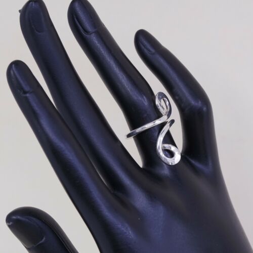 Size Adjustable, Sterling Silver Handmade Ring, 925 Hammered swirl Band