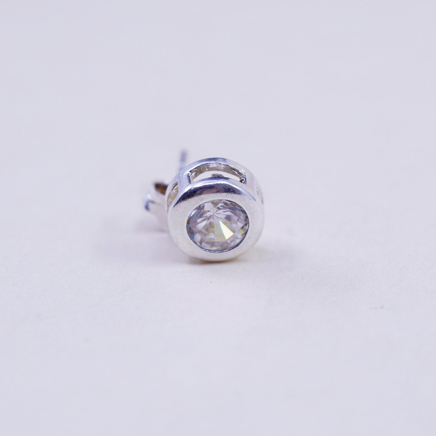 Vintage sterling 925 silver cz studs, fashion minimalist earrings