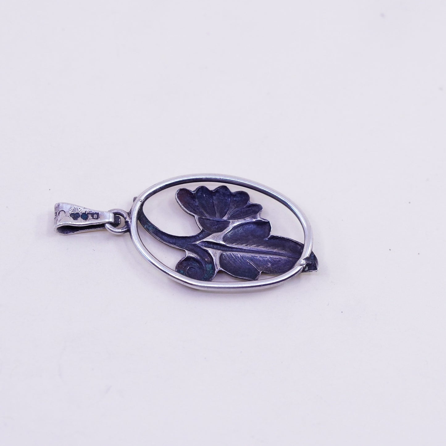 Vintage Sterling silver pendant, 925 leaf charm