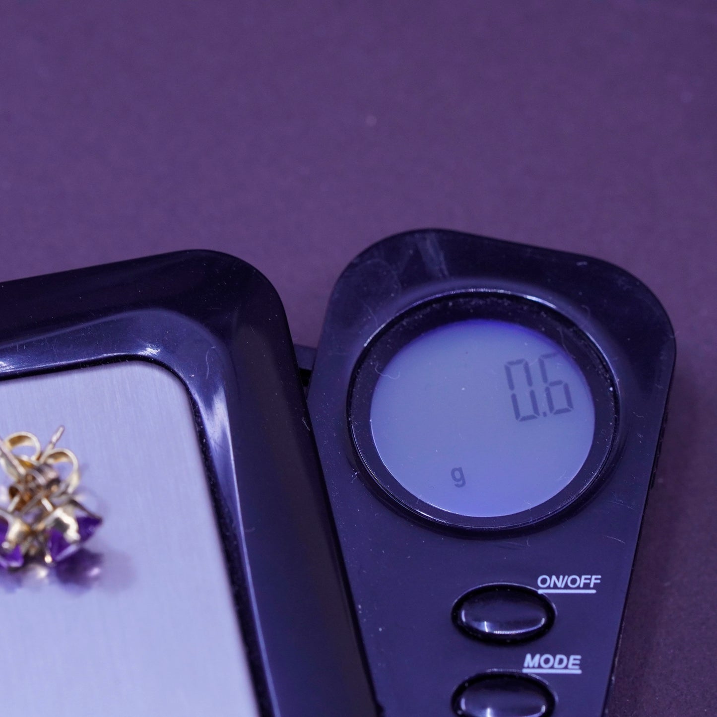 Vintage vermeil gold over Sterling 925 silver studs, amethyst earrings