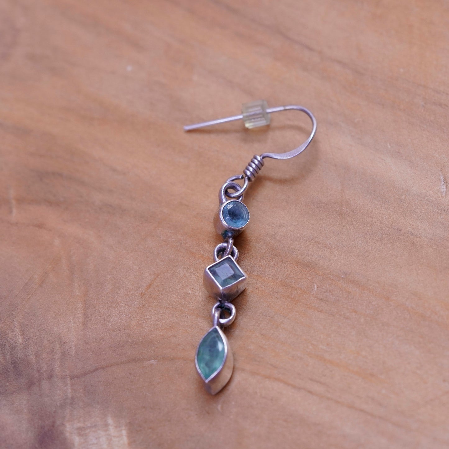 Vintage Sterling 925 silver handmade earrings with blue topaz