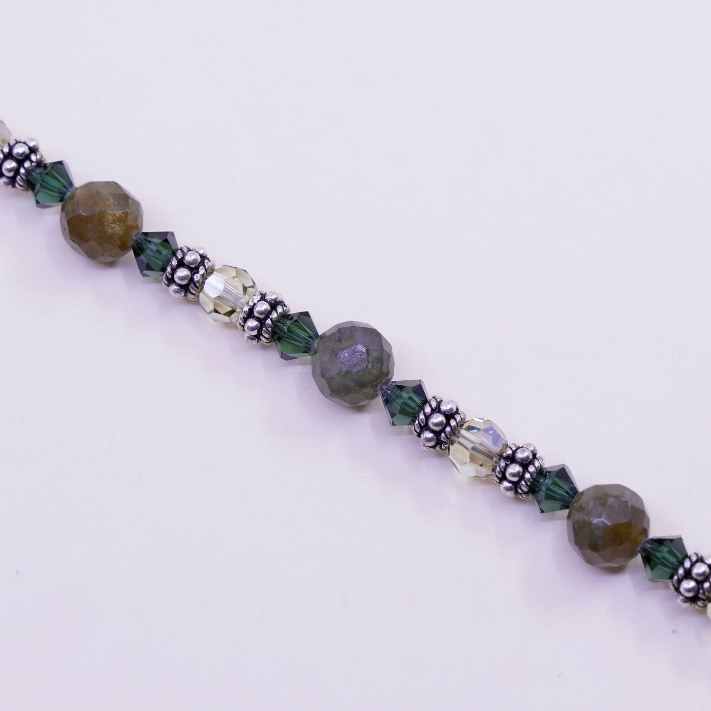 7”, Native American handmade Jasper beads bracelet with Sterling silver closure