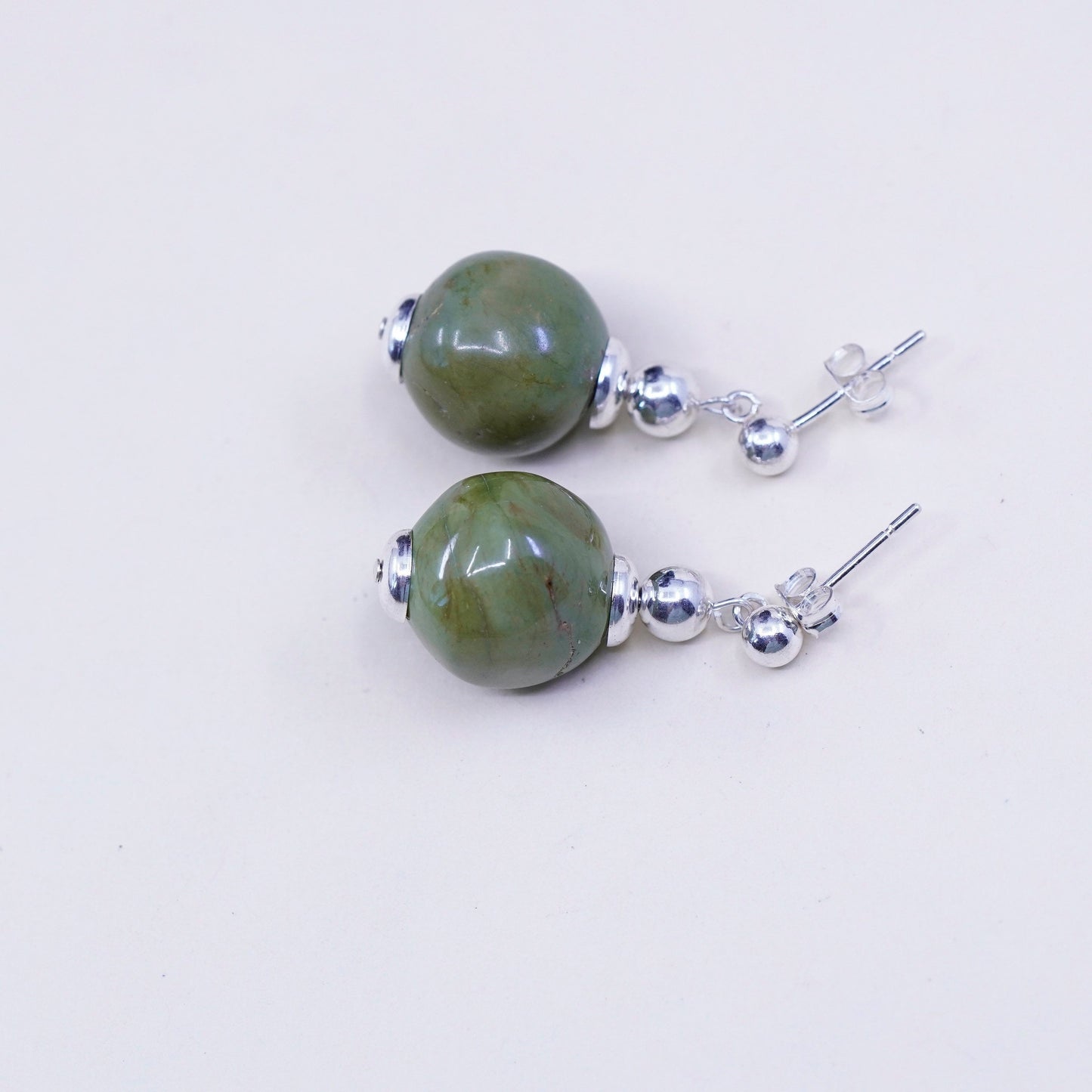Vintage Sterling 925 silver handmade earrings with turquoise bead