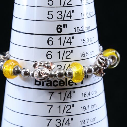 6.75”, Disney Mickey Sterling Bracelet W/ Beads Details, Winnie the Pooh, Eeyore