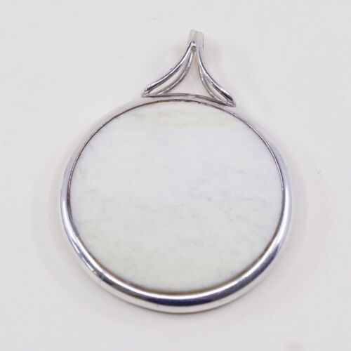 Vtg ARNE JOHANSEN Denmark sterling 925 Silver Pendant W/ Round White Agate