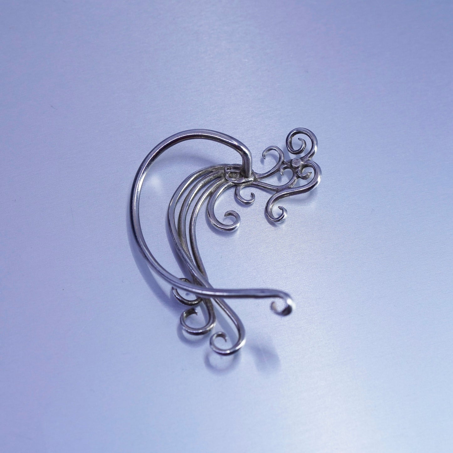 Vintage Sterling silver handmade ear cuff, 925 swirly earring cuff