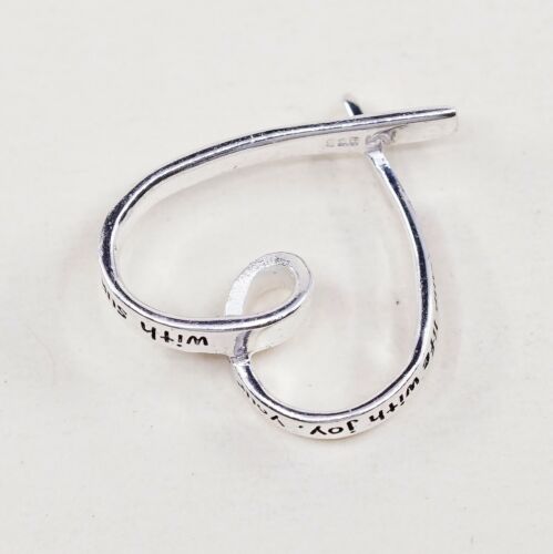 Veg sterling silver handmade pendant, Friendship Quote 925 heart charm