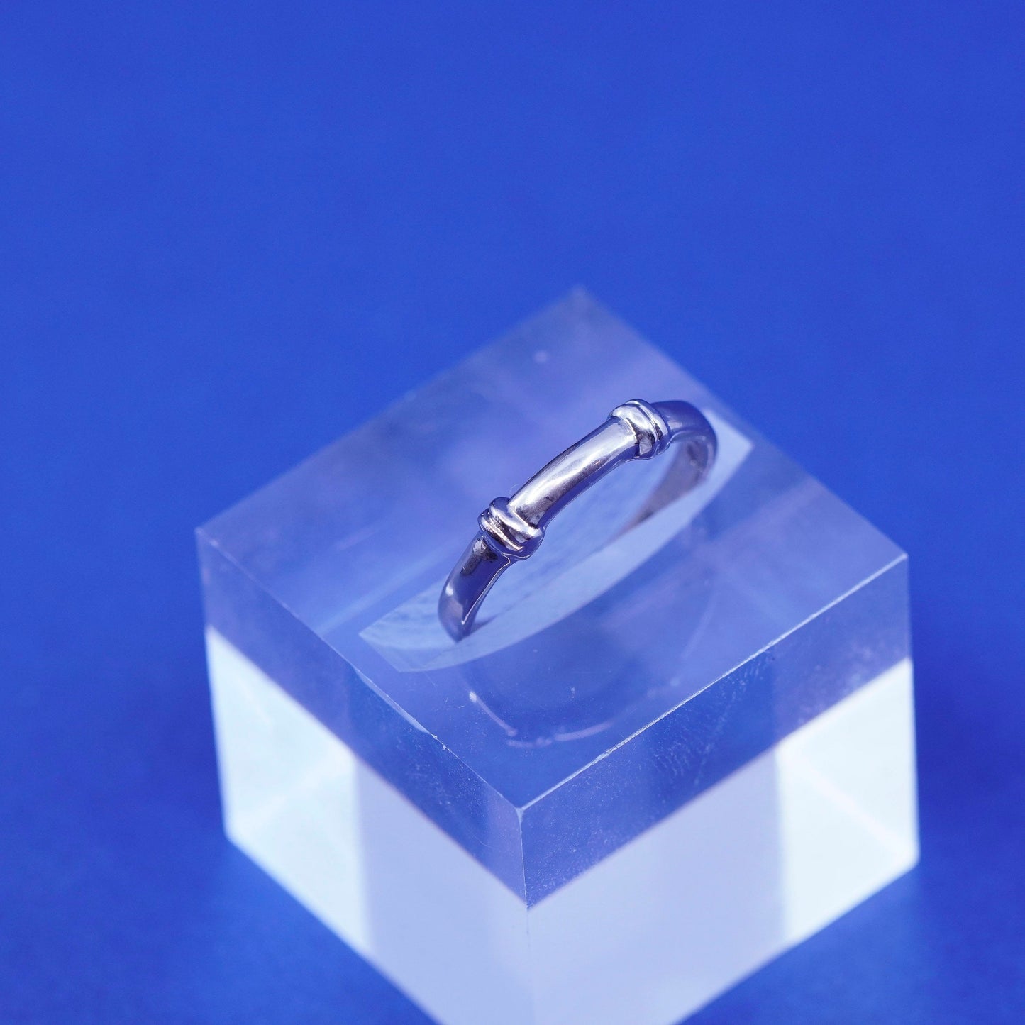 Size 7, vintage Sterling silver handmade ribbed ring, 925 stackable ring