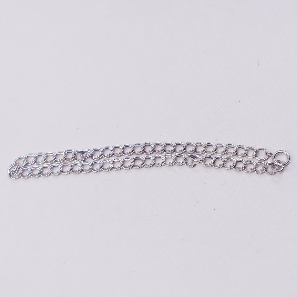 7”, vtg sterling silver double curb chain, solid 925 silver bracelet