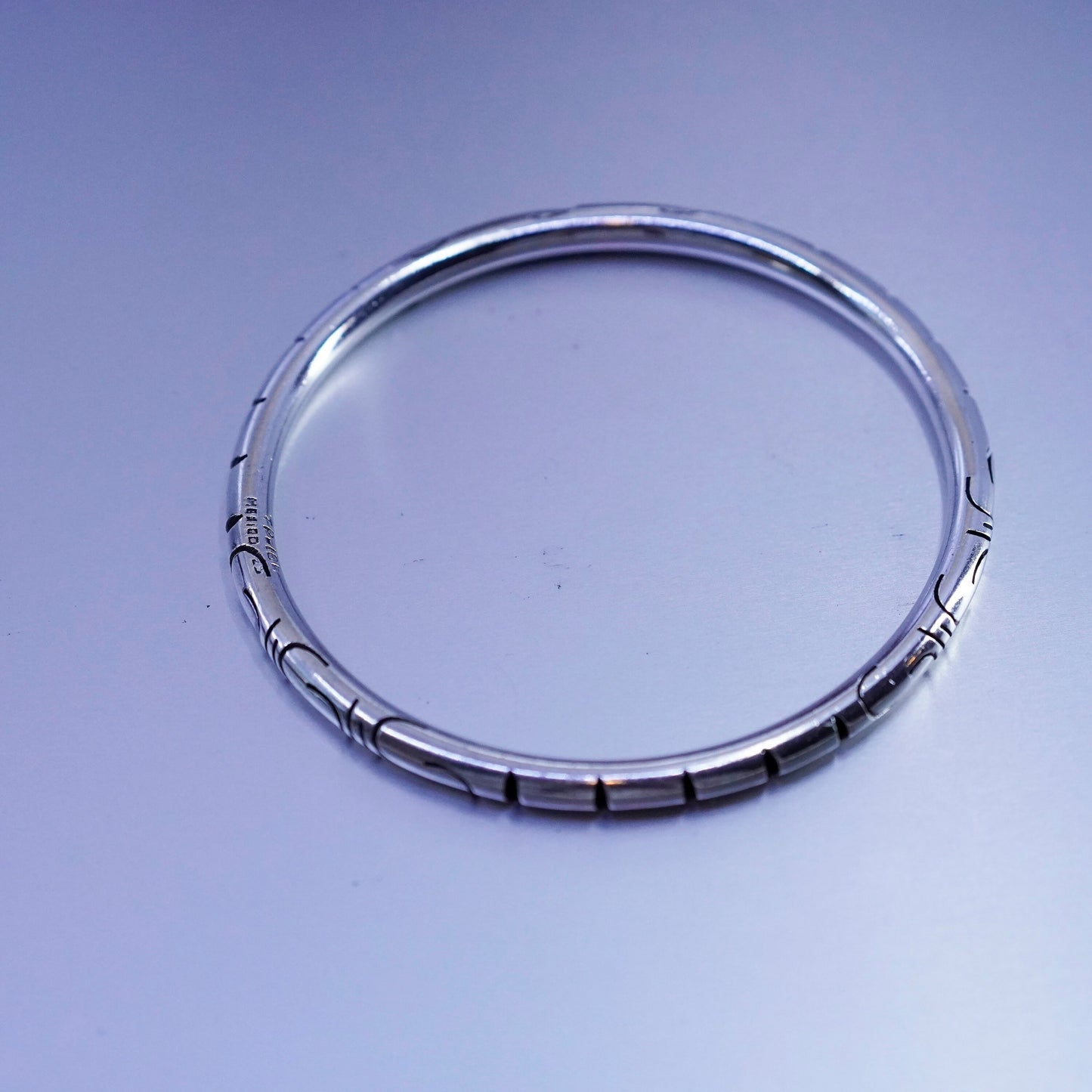 8”, Vintage Sterling 925 silver handmade bracelet, textured bangle