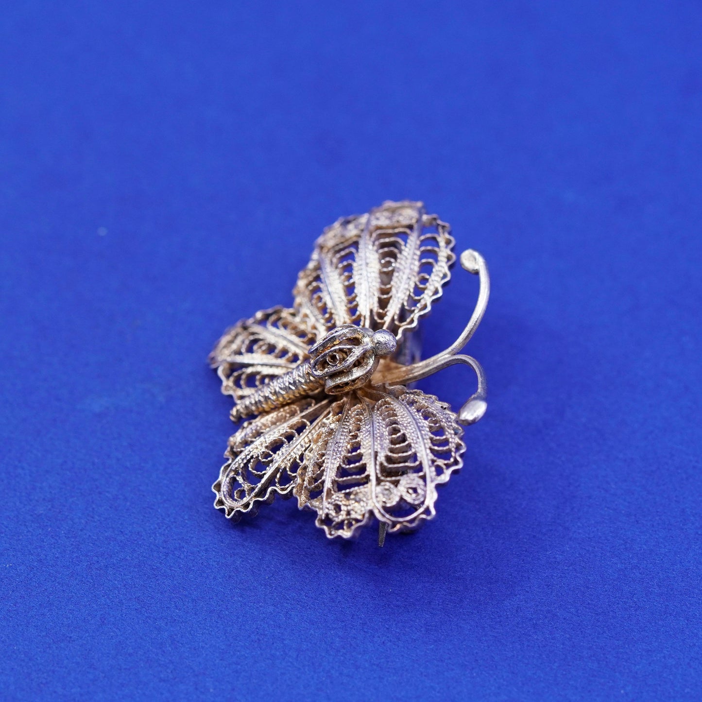 vermeil gold filled sterling silver handmade brooch, 925 filigree butterfly pin