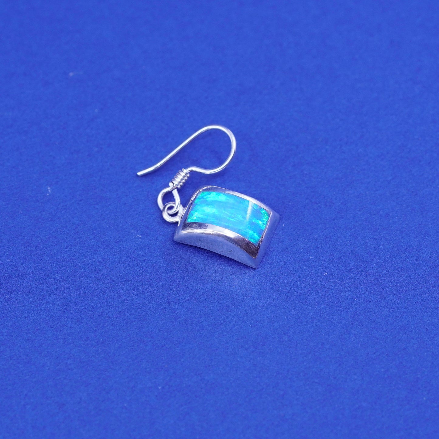Vintage mexico sterling 925 silver handmade earrings with opal inlay