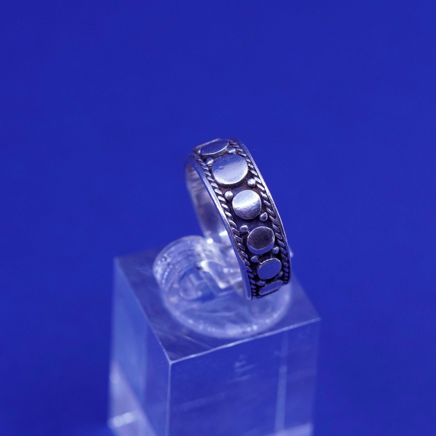 Size 6.75, shube southwestern Sterling silver handmade ring, 925 beaded band