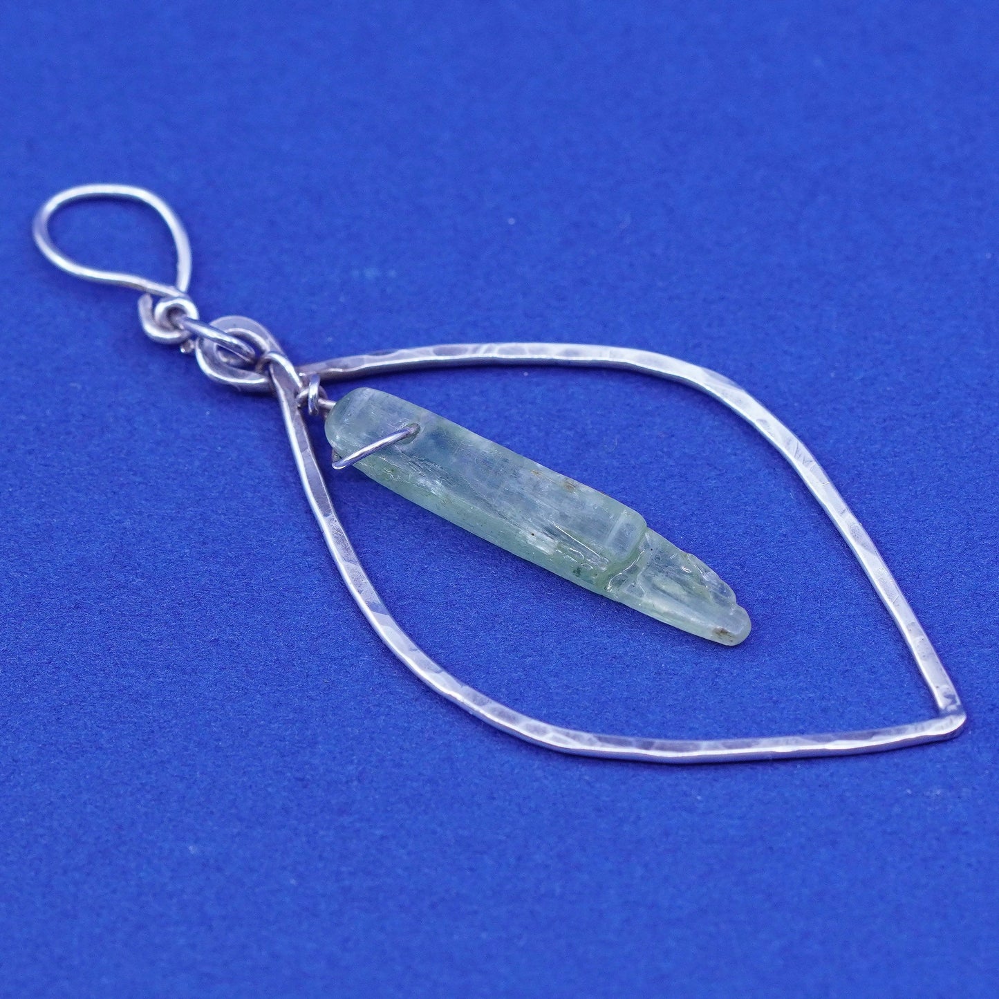 Vintage handmade sterling silver charm, teardrop 925 wired with healing jade