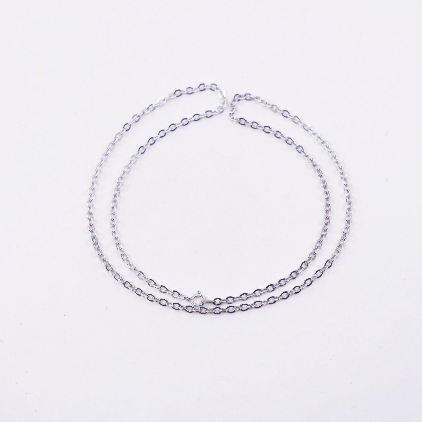 20”, 3mm, Vintage sterling silver flatten circle chain, Italy 925 necklace