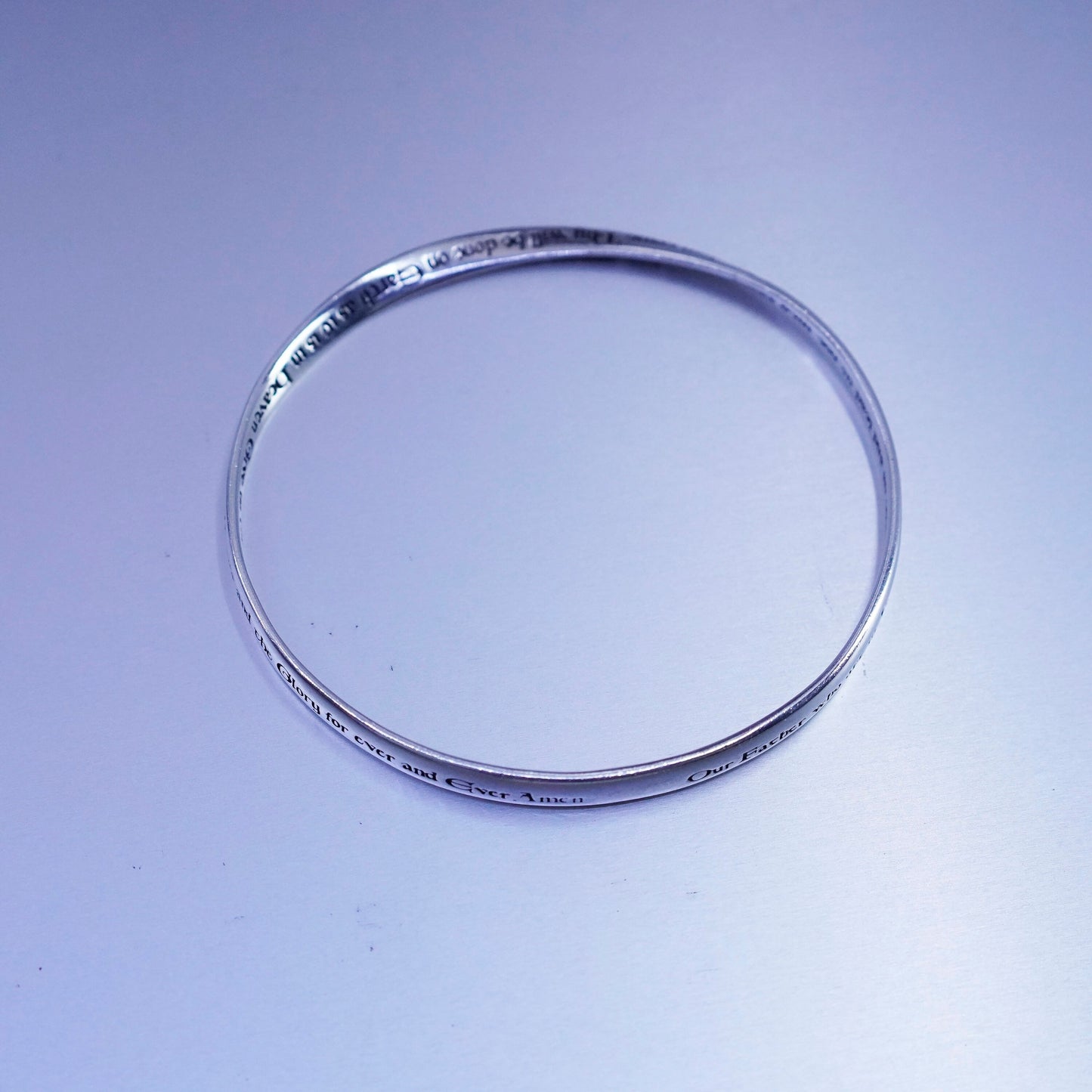 8”, DVB Sterling 925 silver bracelet, bible bangle “Our Father, art in heaven