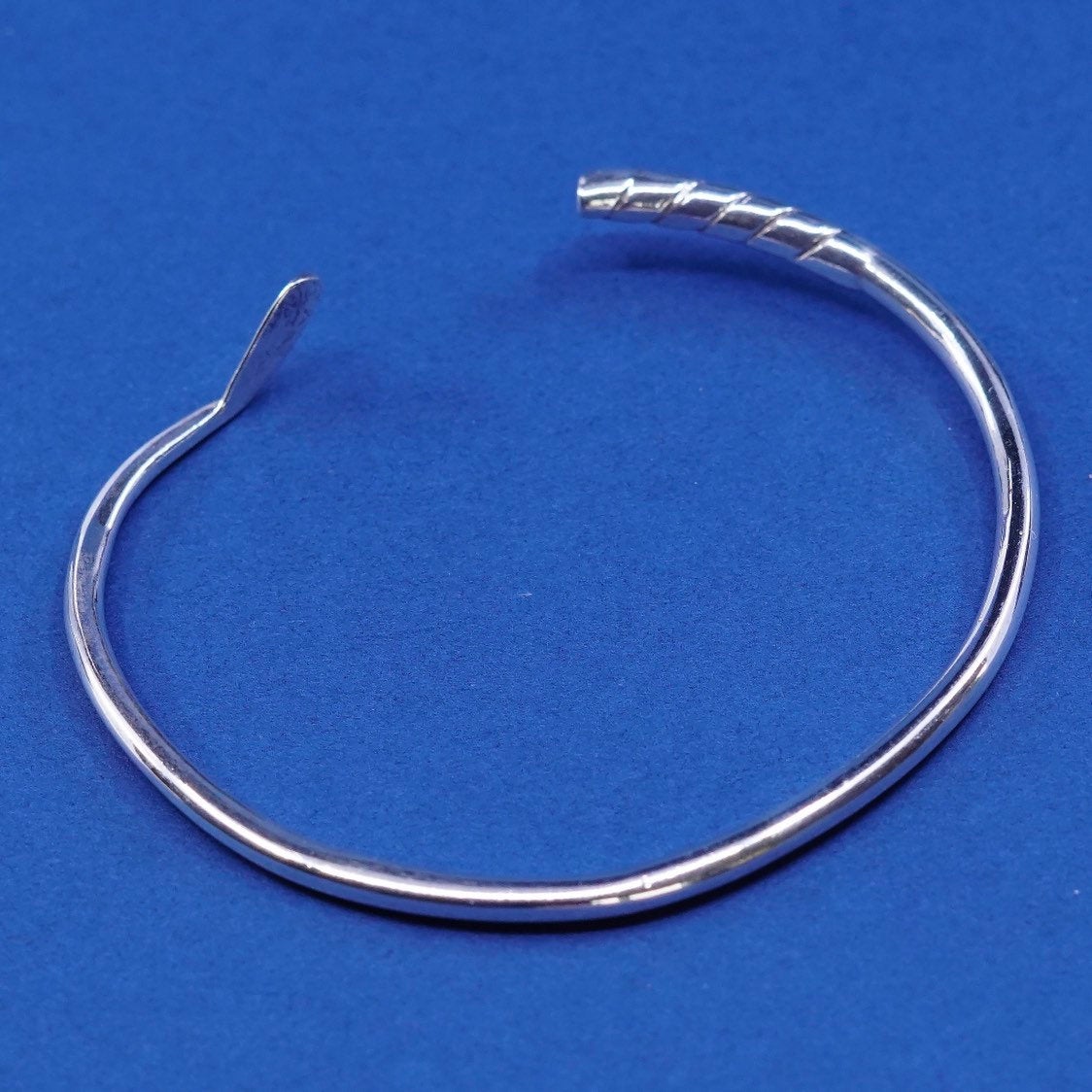 7”, vtg sterling silver handmade bracelet, 925 gold club cuff
