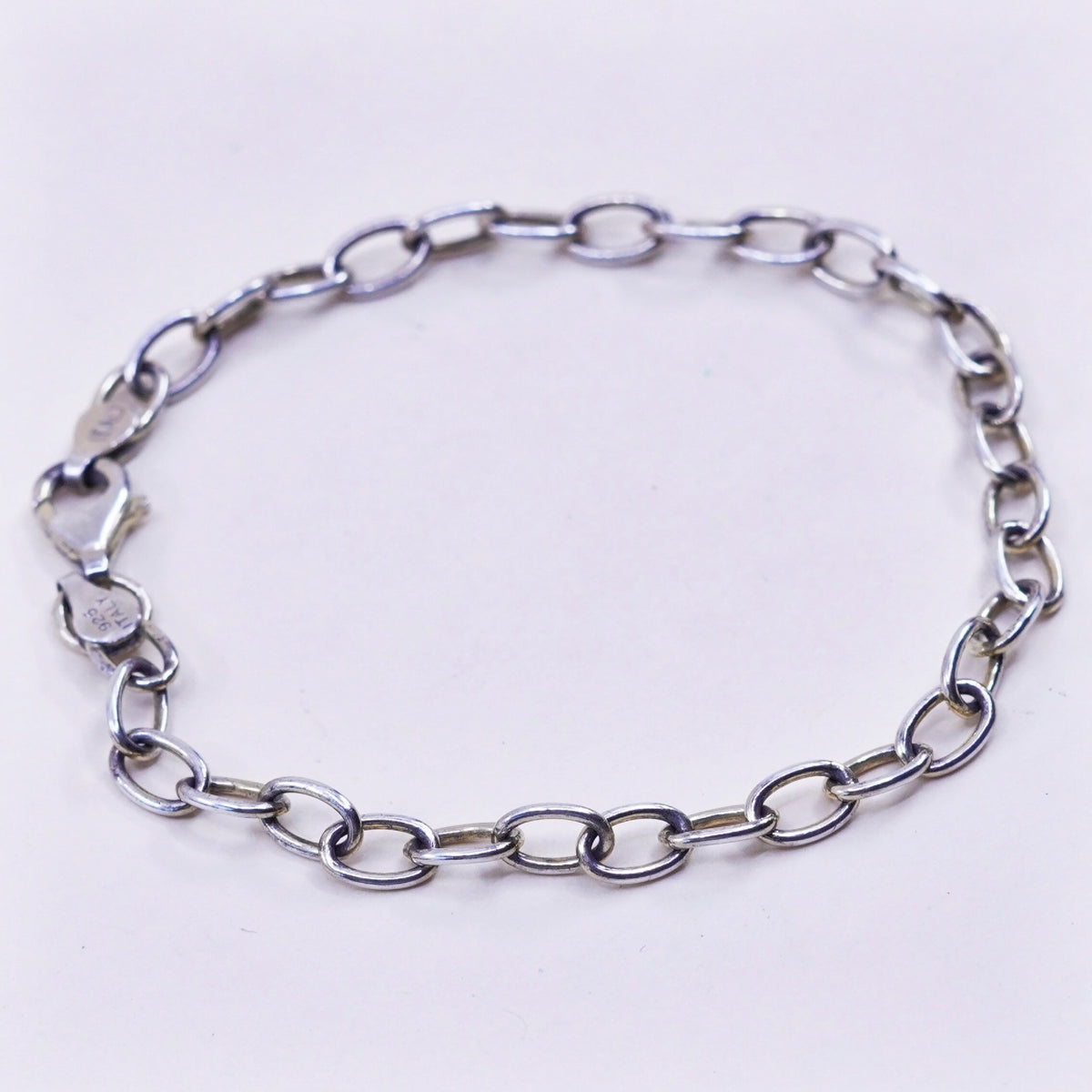 7”, 5mm, Vintage sterling silver handmade bracelet, 925 oval chain