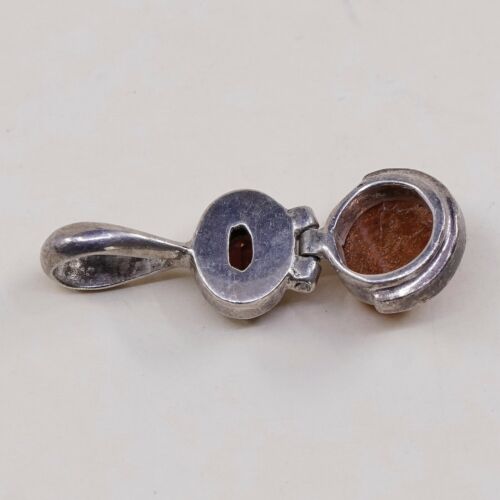 Vtg Handmade Sterling Silver 925 Pendant, Solid 925 Silver W/ Garnet N Ruby