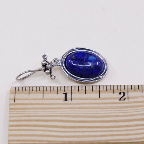 Israel Jewelry handmade Sterling 925 earrings W/ Oval Lapis Lazuli W/ Beads