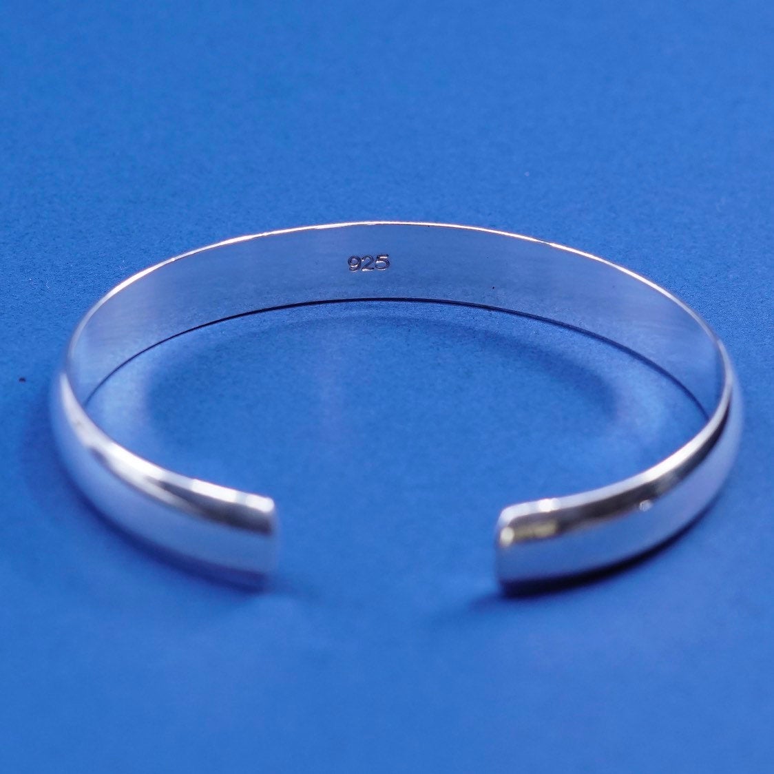 6.5", vtg sterling silver handmade bracelet, modern 925 cuff, stamped 925