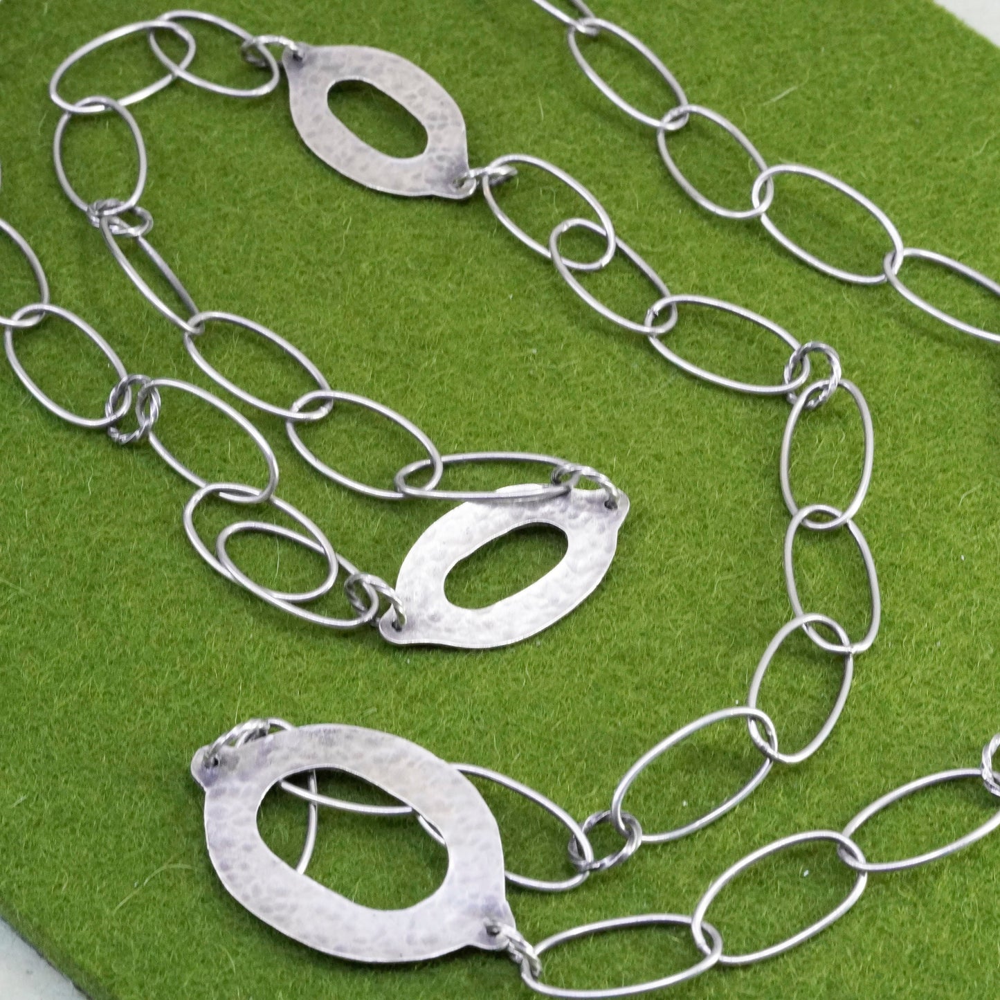 35”, Silpada N1506 925 Sterling Silver Oxidized Hammered extra long Necklace