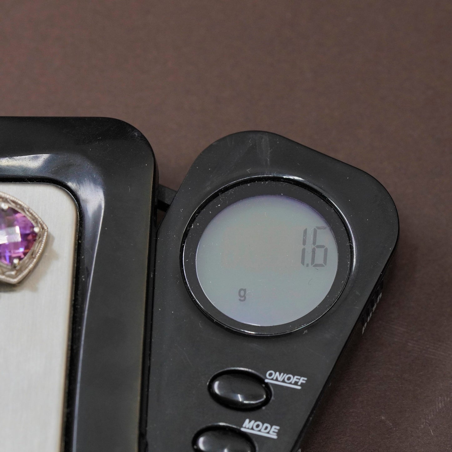 Vintage Sterling 925 silver handmade pendant with diamond shaped amethyst