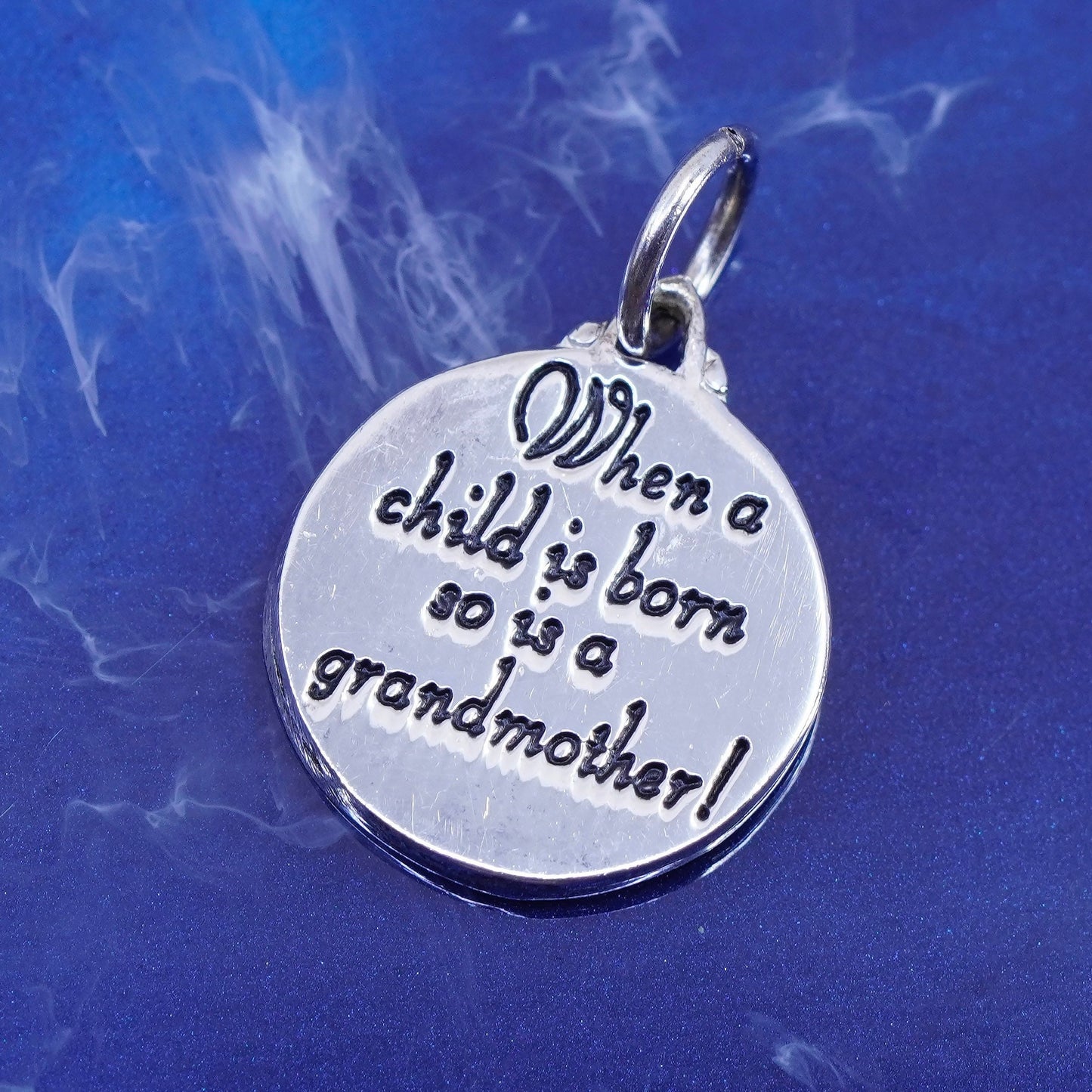 Vintage Sterling silver handmade pendant, 925 “grandmother” charm w/ baby hand