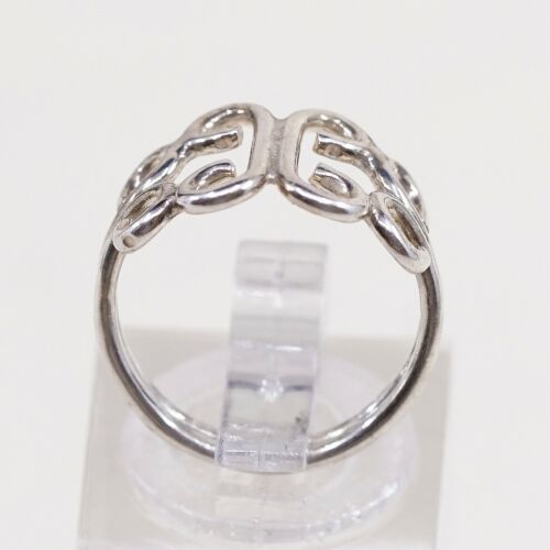 Sz 5, Vtg Sterling Silver Handmade Ring, 925 Silver Band W/ swirl, Silver Tested