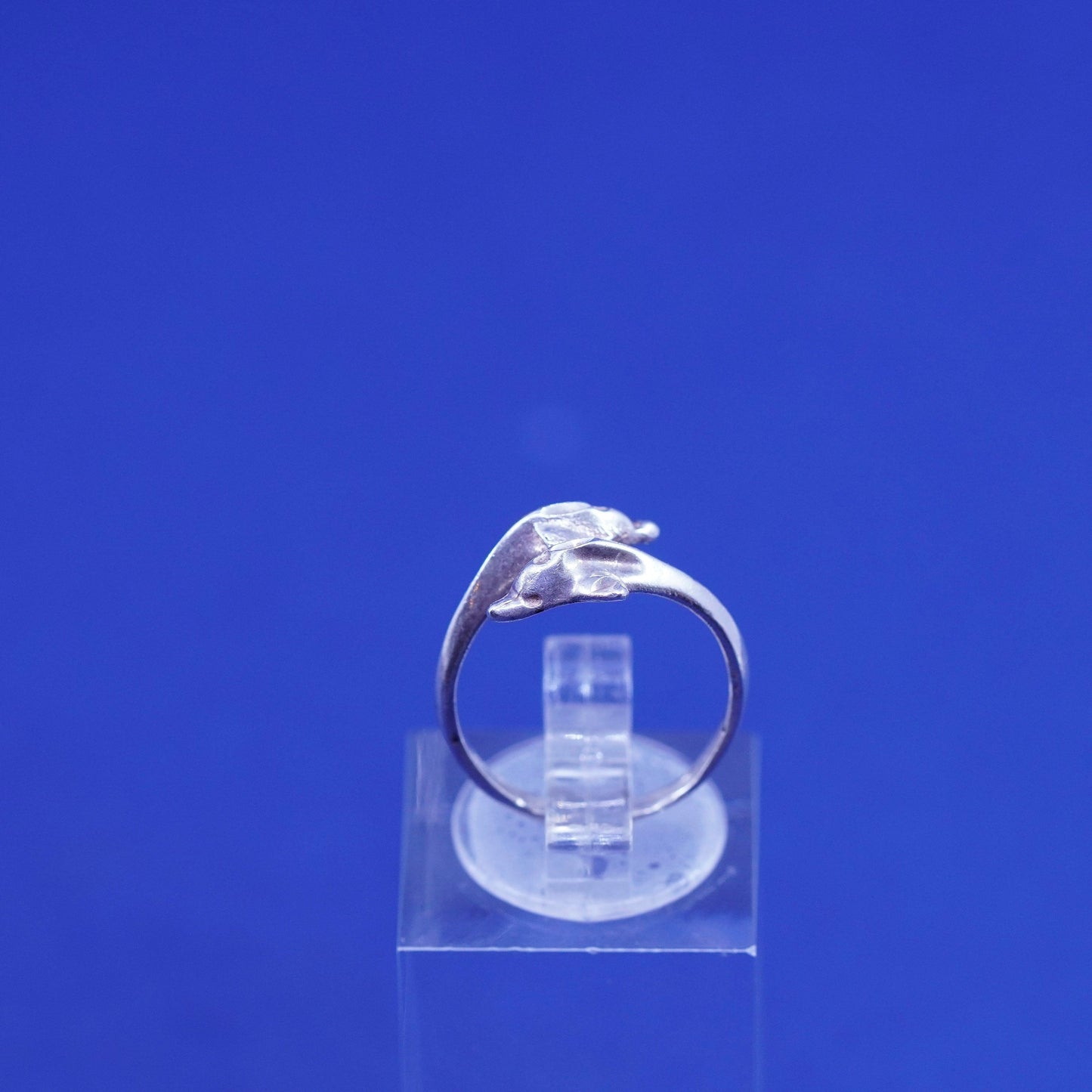 Size 4.25, vintage sterling silver handmade ring, 925 dolphin band