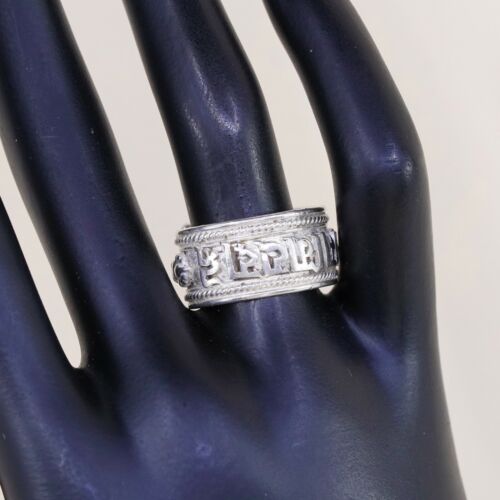 Sz 8, Vtg Sterling Silver handmade Boho Tribal Gypsy Om Ring 925 Prayer Band